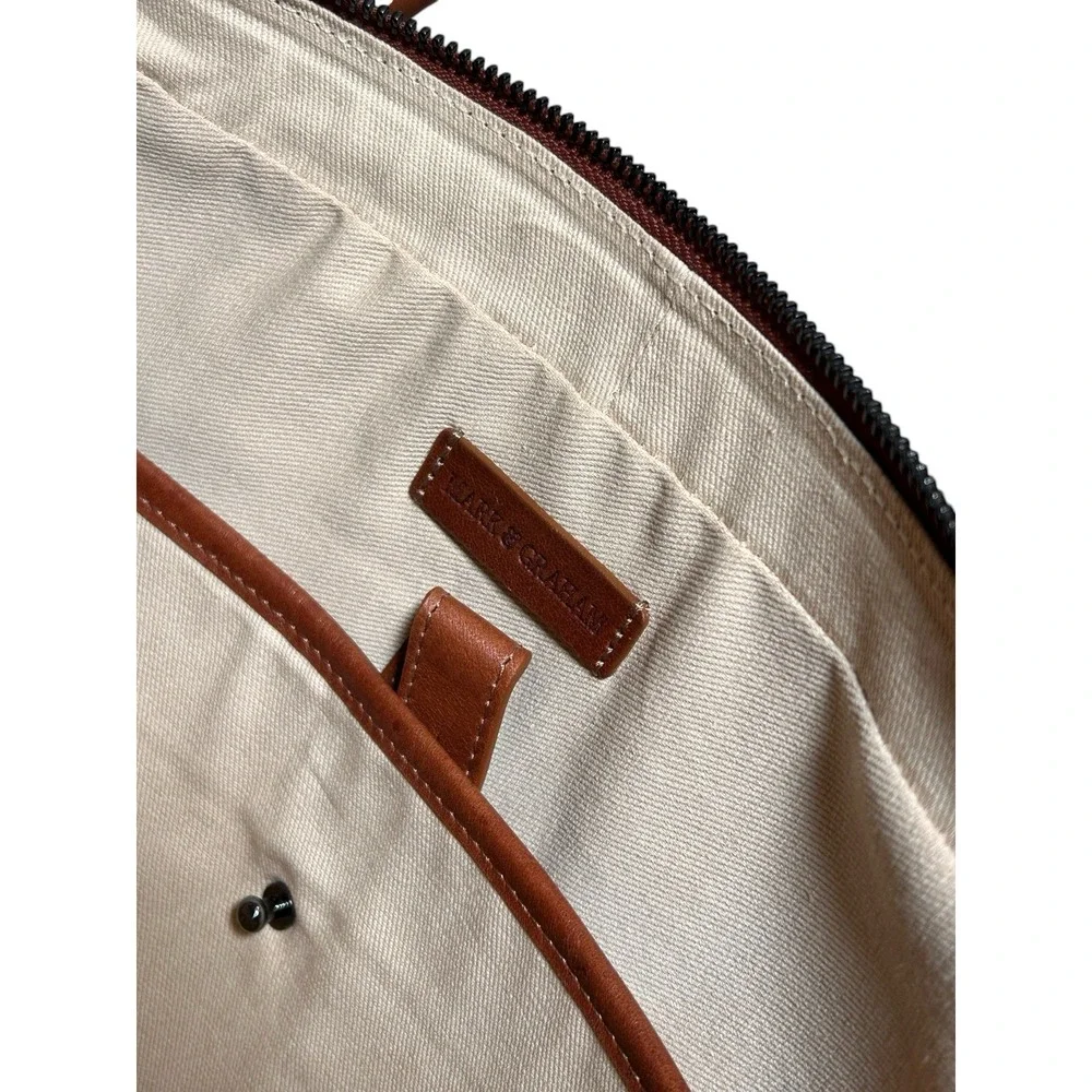 Mark & Graham Laptop Bag Crossbody Camel Brown Leather Tech‎ Organizer READ